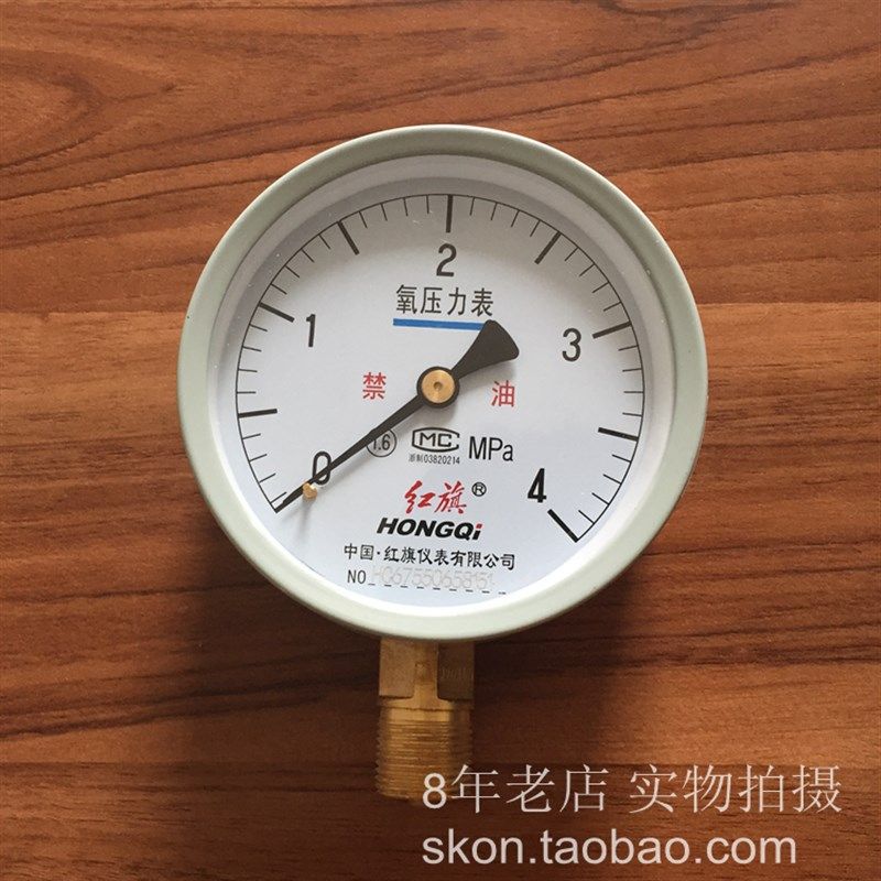 径向Y100氧压力表禁油0-4MPA压力表4分螺纹M20*1.5