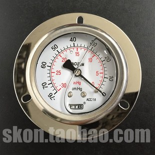 FTB双叶轴向充油耐震不锈钢压力表60系列 76cmHg真空压力表