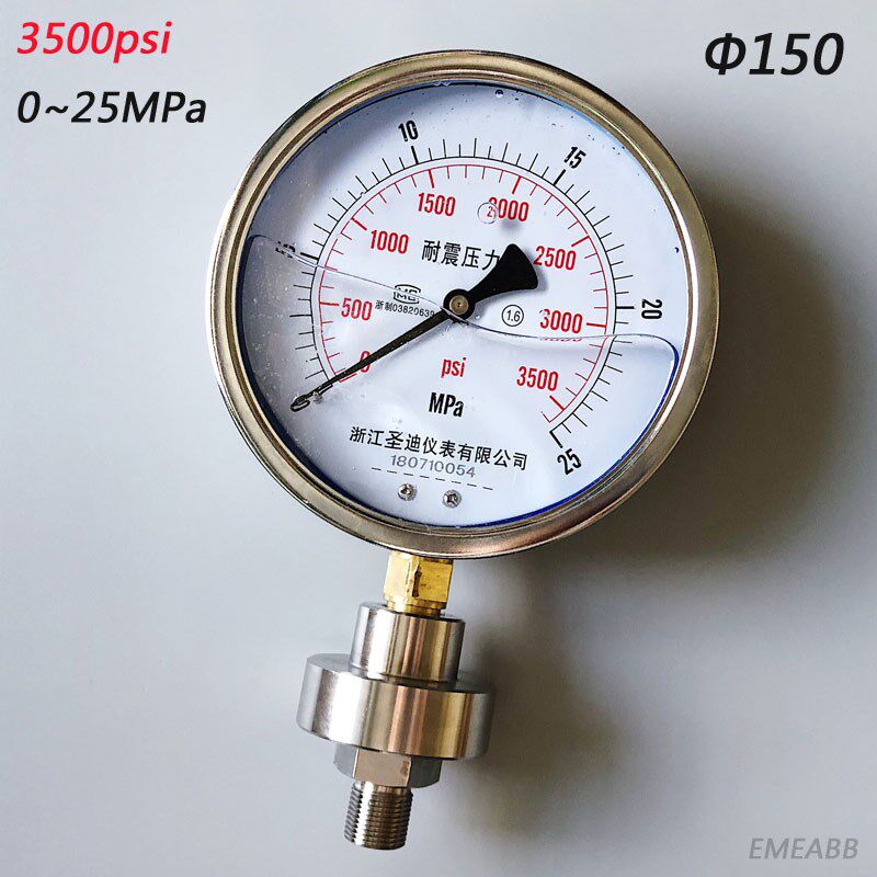 25MPa耐震隔膜压力表YTP-ML-150型法兰膜片压力表螺纹连接M20*1.5