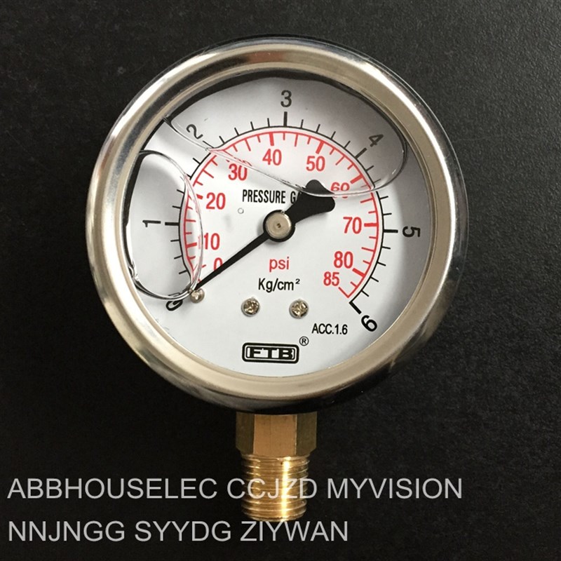 0-6KG压力计FTB充油耐震压力表323.11.22不锈钢防震压力表0-85PSI
