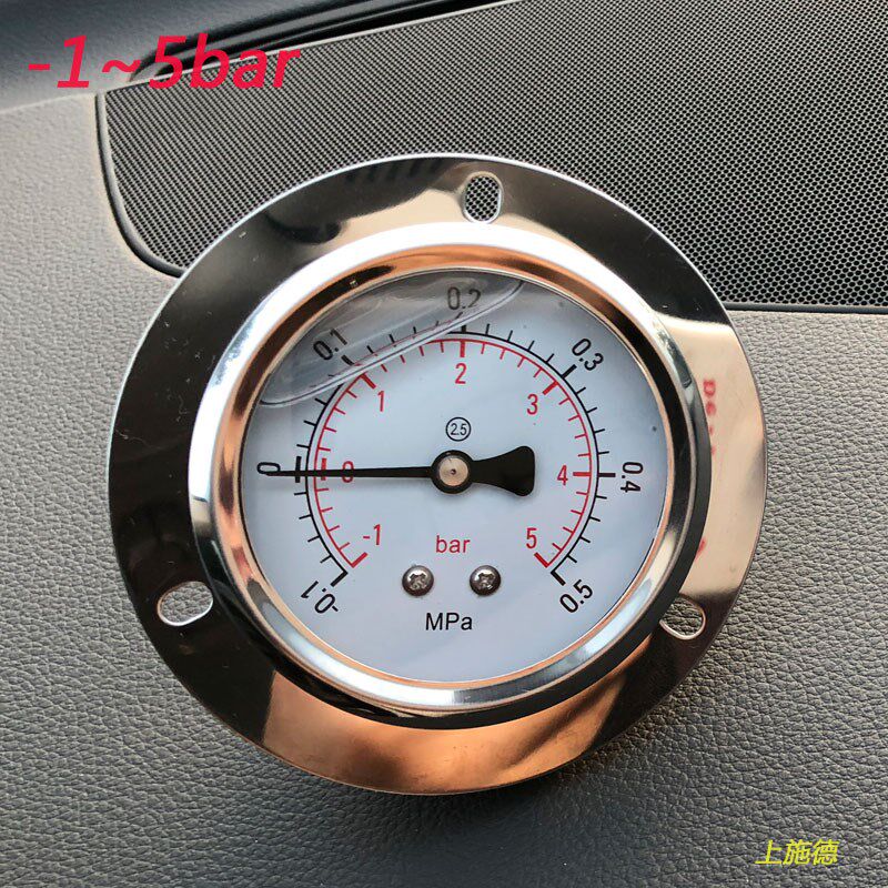 Y60ZT轴向带边-1~5bar充油耐震压力真空表-0.1~0.5MPa真空压力表