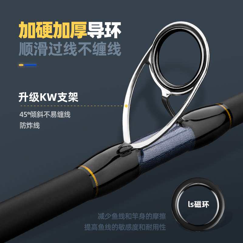 斩鱼王三代两节轻锚竿锚鱼专用竿碳素抛竿超硬巨物锚杆高端远投竿
