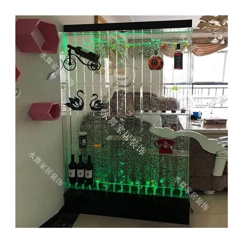 新款家居定制水幕墙流水屏风客厅玄关鱼缸隔断水族装饰摆件气泡墙