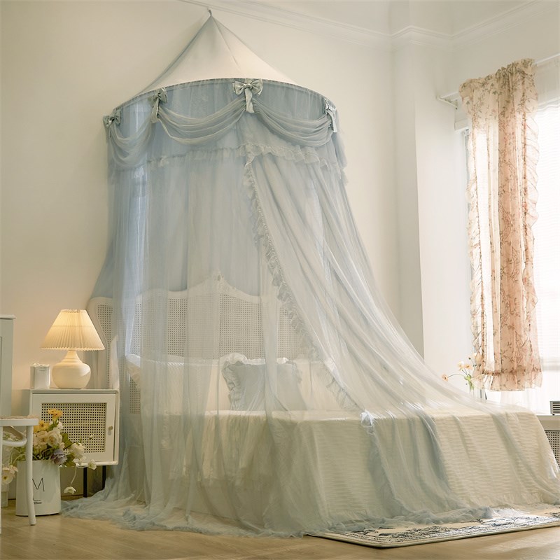 1FY3新款半圆顶吊顶吸顶蚊帐儿童公主蕾丝1.2/1.5/1.8m免安装落地