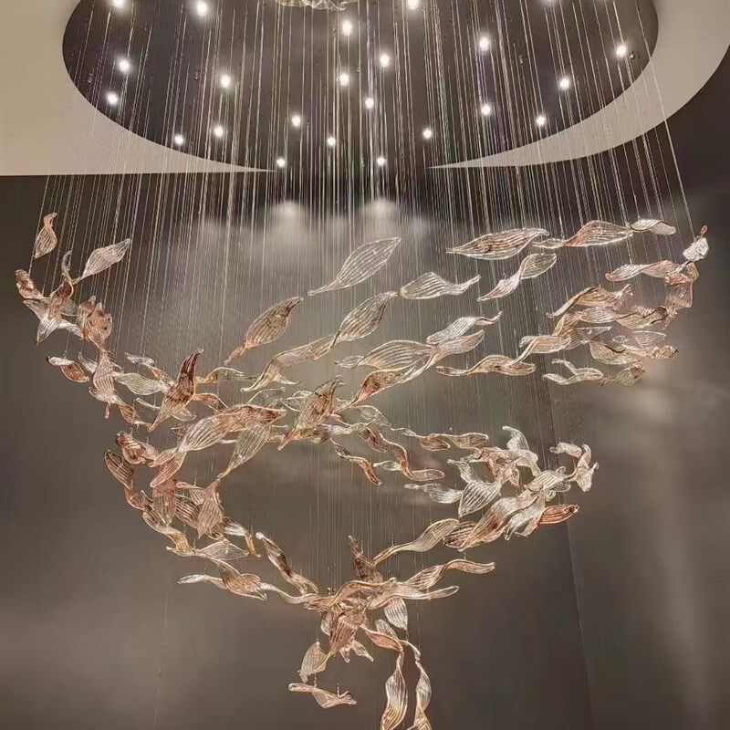 酒店大堂别墅复式楼中空大厅挑空水晶客厅灯现代简约轻奢螺旋灯具,家装灯饰光源,客厅吊灯,淘宝优惠券,粉丝福利购,淘宝优惠卷