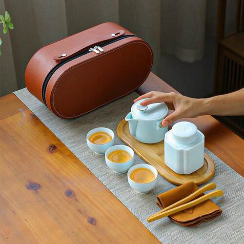 旅行茶具套装便携式户外露营旅游泡茶喝茶装备随行快客杯一壶三杯