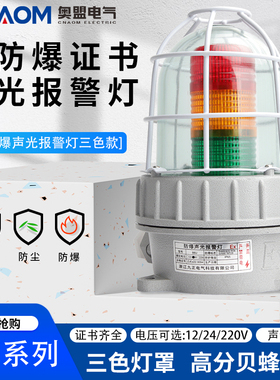 BBJ防爆声光报警器 警示灯 防水警报灯爆闪灯消防危险红色报警灯