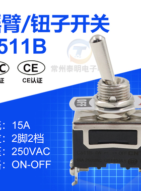 CNTD昌得钮子开关2脚2档单刀单掷电源C511B摇臂摇头拨动扭子两15A