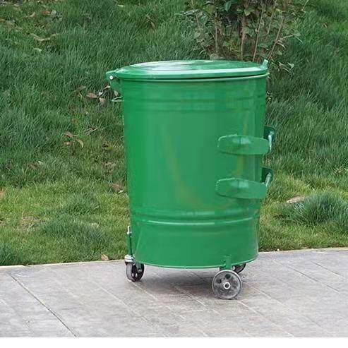 金属240L升圆形铁质垃圾桶户外环卫分类垃圾桶挂车镀锌大圆垃圾箱