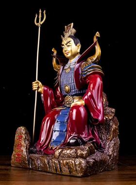 铜石敢当人物神像摆件大号泰山石敢当彩绘铜像家用家居供养工艺品