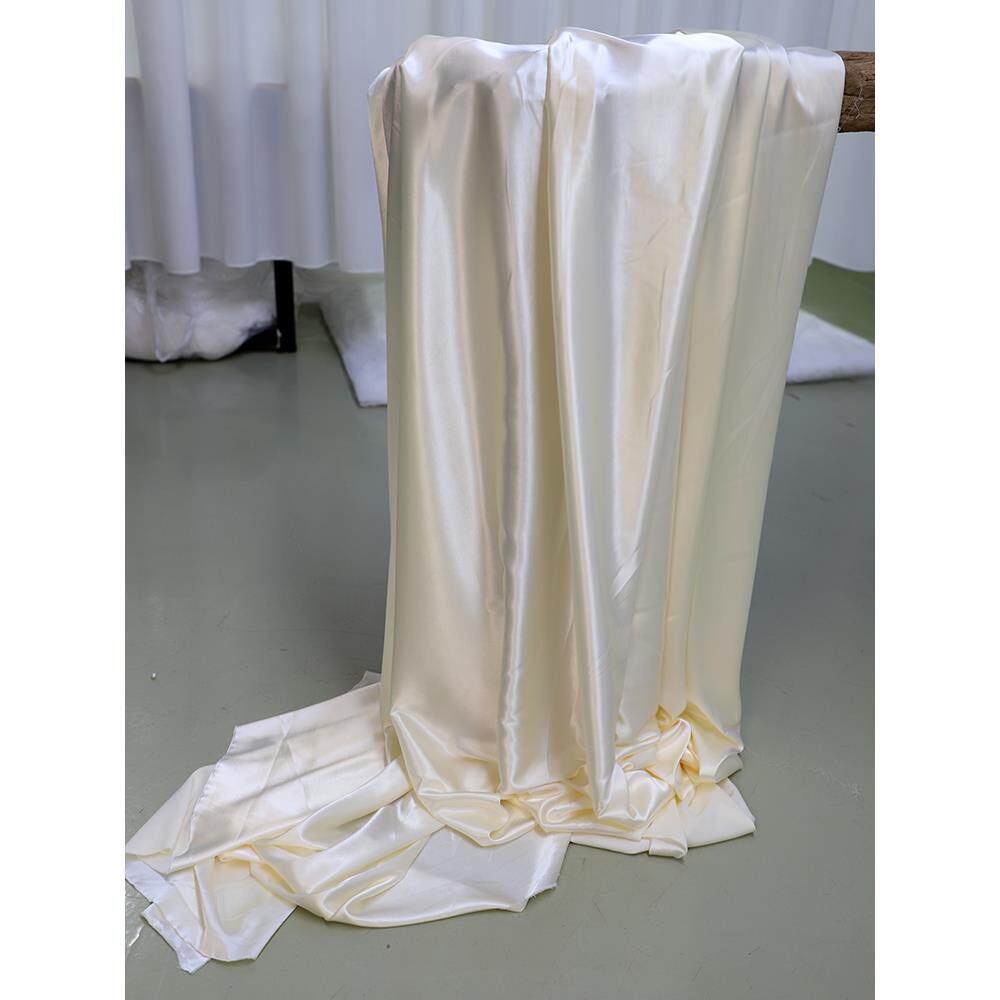 米色奶油色香槟绸缎丝滑亮光缎面布料婚庆背景布节日派对背景布置