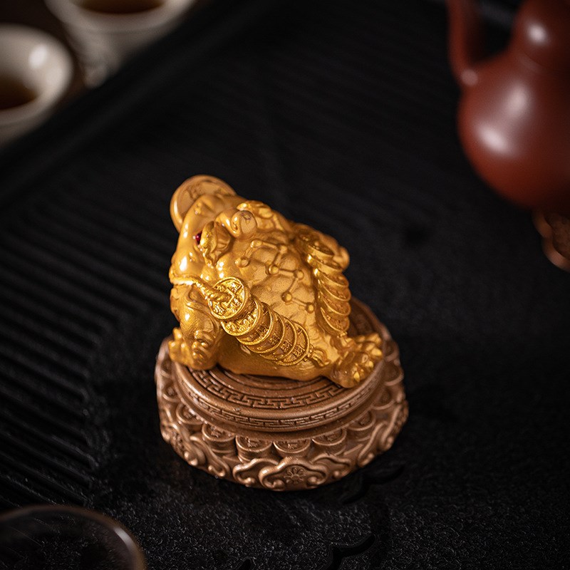 变色旋转招财金蟾茶宠精品可养招财蟾蜍摆件茶桌茶盘茶道茶玩配件