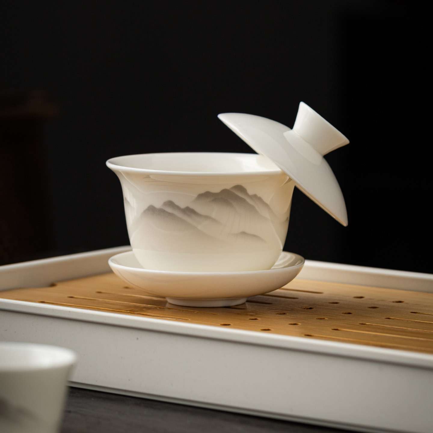 羊脂玉茶具套装轻奢功夫白瓷茶杯办公家用 陶瓷茶壶盖碗茶整套