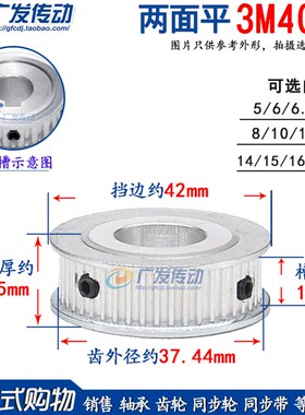 3M40齿 槽宽11 两面平 同步带轮 AF型两面平同步轮 内孔5-17mm
