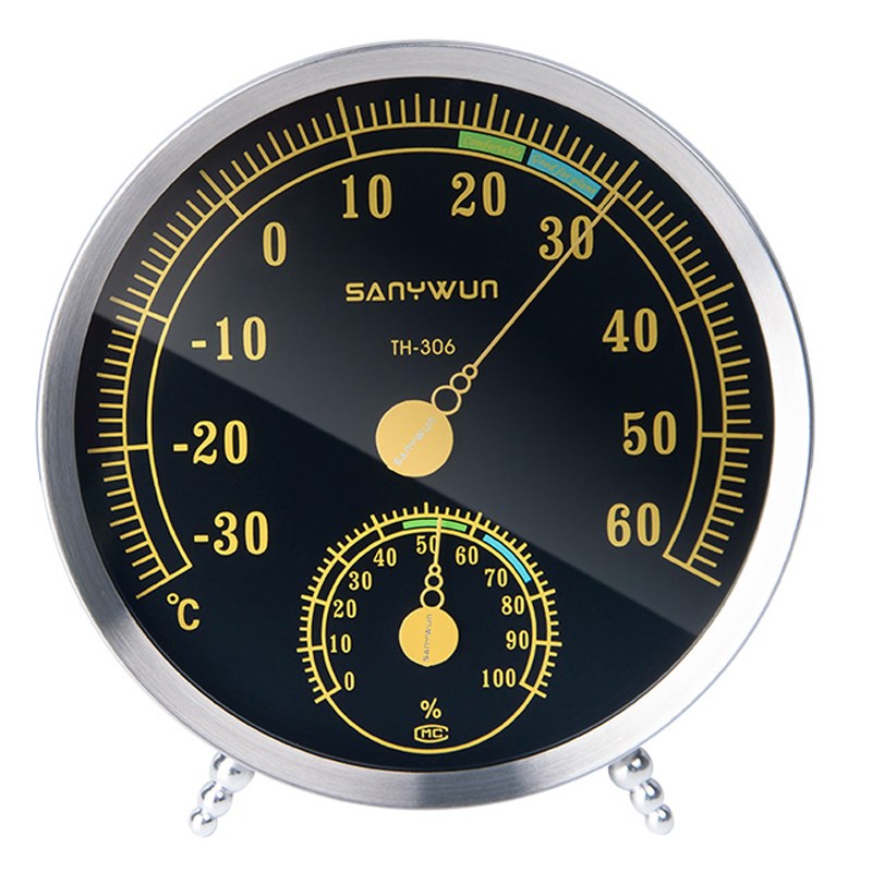 三印温湿度计工业用高精度温度计家庭精准湿度表室内外家用机械式