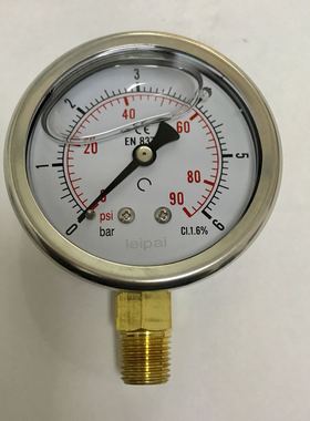 耐震充油压力表 NZ-61-68 0-6bar 0-90psi 螺纹ZG1/4 直径63mm
