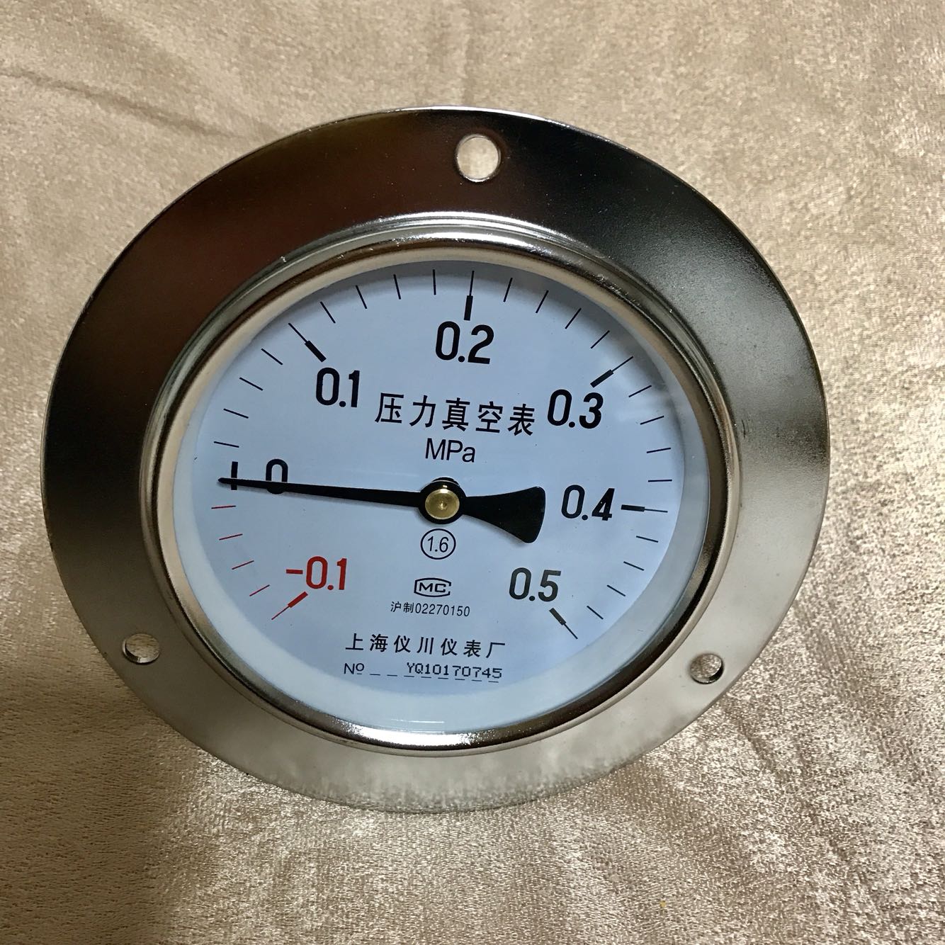 -0.1-0.5mpa 轴向带边压力真空表 YZ-100ZT 直径100mm 上海仪川牌