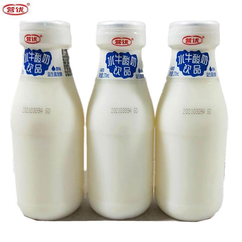 D正品营优水牛酸奶饮品270ml12瓶整箱原味红枣味益生菌发酵乳酸