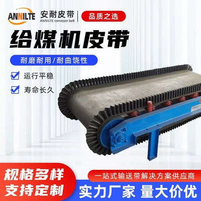 安耐厂家直供黑色橡胶输送带给料机配料称环形皮带称重给煤机皮带