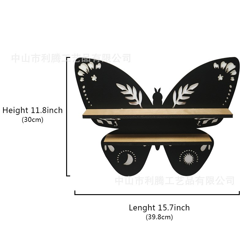 跨境Luna Moth Lamp Crystal Shelf木质月神蛾灯水晶架客厅置物架