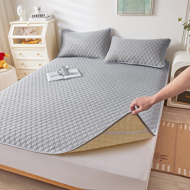 夏季乳胶凉席三件套床单款冰丝席空调席可机洗单双人家用软凉席