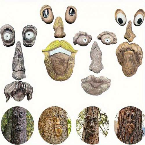 E 14390 Glowing tree face resin decor 发光树脸树脂户外装饰