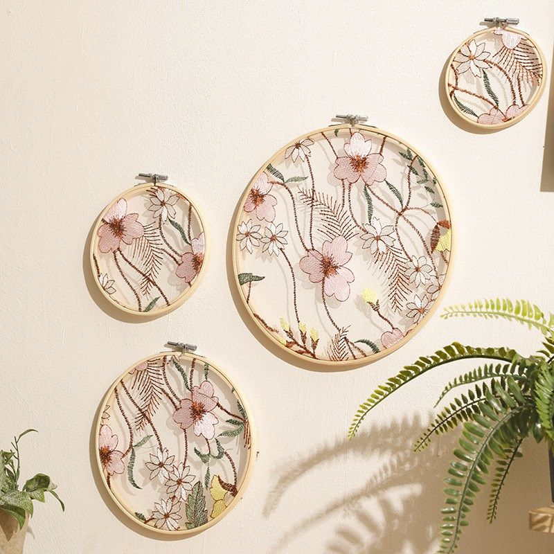 欧式艺术风手工制作竹圈花朵针织装饰品简约家居卧室墙饰壁挂,特色手工艺,其他特色工艺品,淘宝优惠券,粉丝福利购,淘宝优惠卷