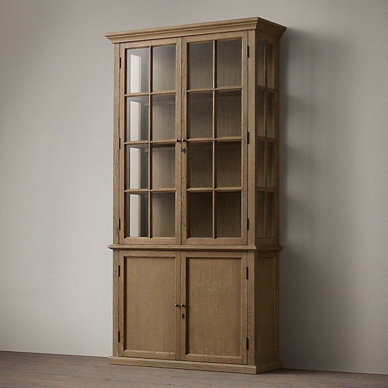 定制RH出口法式乡村美式实木衣柜四门实木门天地锁衣橱全实木