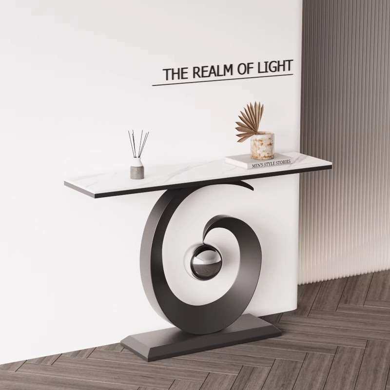 轻奢简约岩板玄关桌意式极简现代创意入户正对门走廊柜靠墙条案台