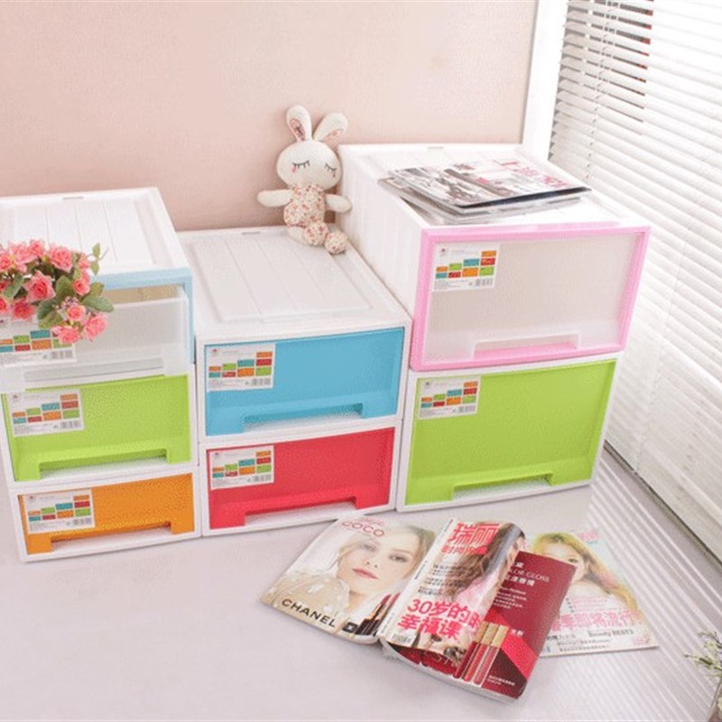加厚包邮单层抽屉式自由组合柜子彩色大号塑料收纳箱抽屉柜储物箱