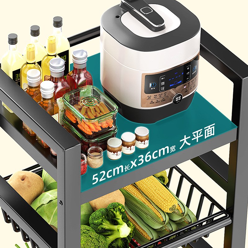 厨房水果蔬菜置物架菜篮子落地多层放菜I收纳筐微波炉烤箱收纳架