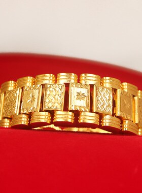 黄铜镀金24k越j南沙金手链精美太阳花纹满天星仿金工艺送男友霸气