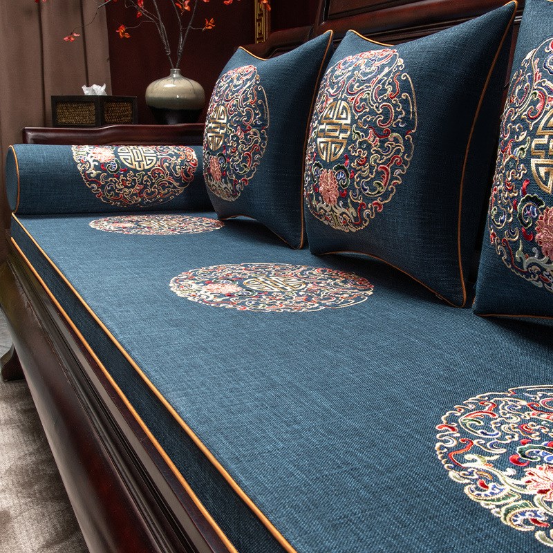 中式红木沙发坐垫罗汉p床椅子实木沙发垫防滑乳胶垫子套罩四季通