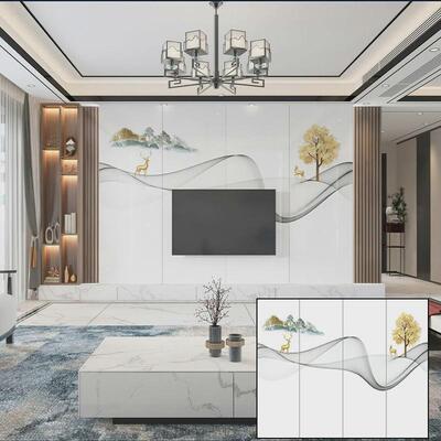 岩板电视背景墙现代简约微晶石瓷砖大理石客厅大板800X2600新品