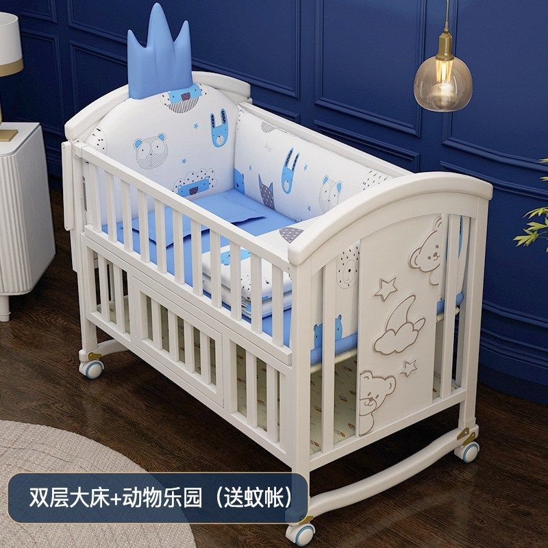 婴儿车床两用拼接大床一体简易小孩摇篮床推车床睡躺新生可移新款