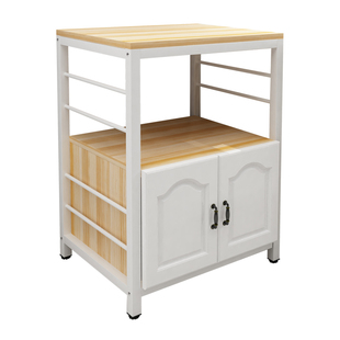 厨房置物架落地多层微波炉烤箱架子家用多功能白色三层收纳置物柜