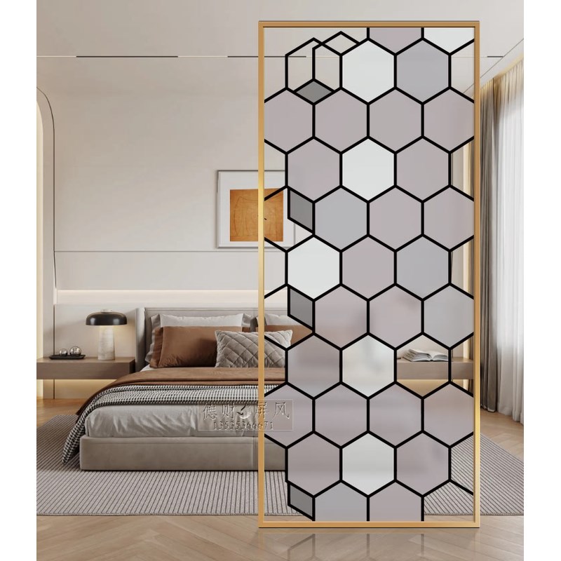 定制艺术玻璃隔断磨砂钢化现代简约入户玄关柜装饰卫生间半墙屏风