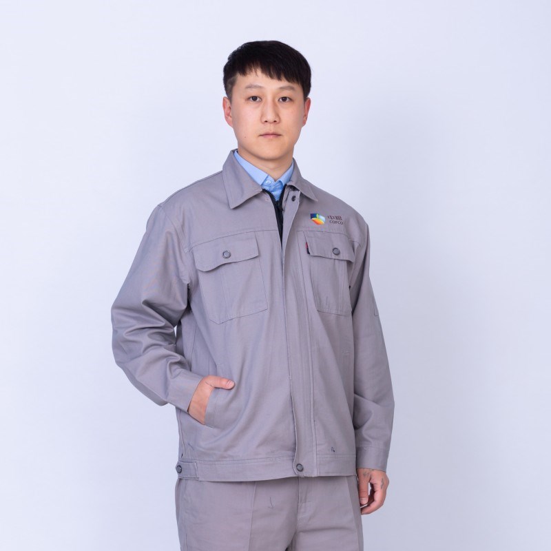 春秋中粮集团工作服加厚长袖车间工装定制纯色工厂员工制服