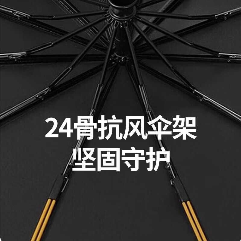 雨航24骨双龙骨黑胶全自动折叠商务晴雨伞三折遮阳太阳伞广告定制