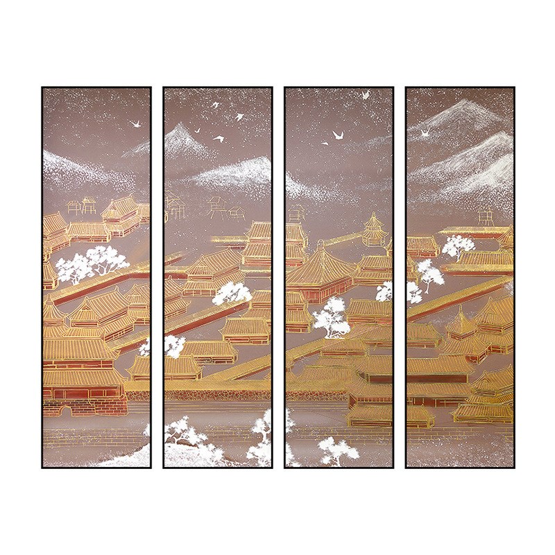 新中式软装设计实物画客厅书房样板房装饰挂画酒店玄关浮雕雕刻画