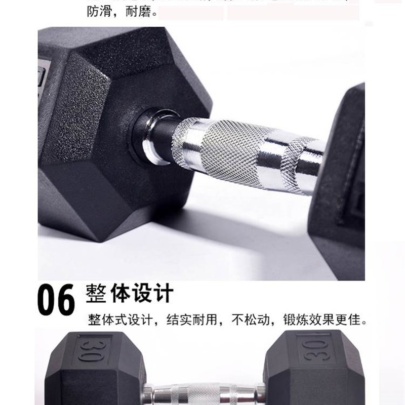 钰鑫六角包橡胶铸铁哑铃男宿舍家用三层哑铃架套装健身房私教器材