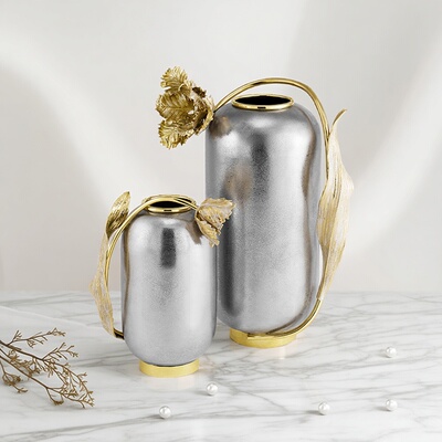 Michael Aram郁金香花瓶银色不锈钢手工制作插花容器装饰餐厅送礼