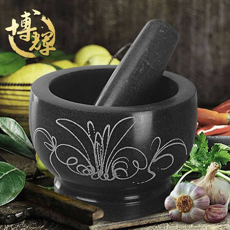 新款家用天然青石小石臼捣蒜器压蒜器厨房蒜蓉研磨器食物捣碎