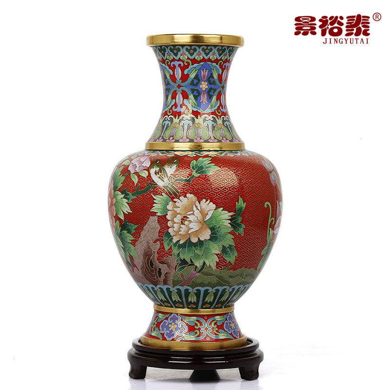 12寸景泰蓝铜花瓶客厅装饰品乔迁结婚礼物送老外生日礼品摆件