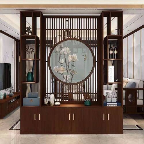 新款新中式实木隔断柜客厅餐厅隔断屏风背景墙新中式入户玄关隔断
