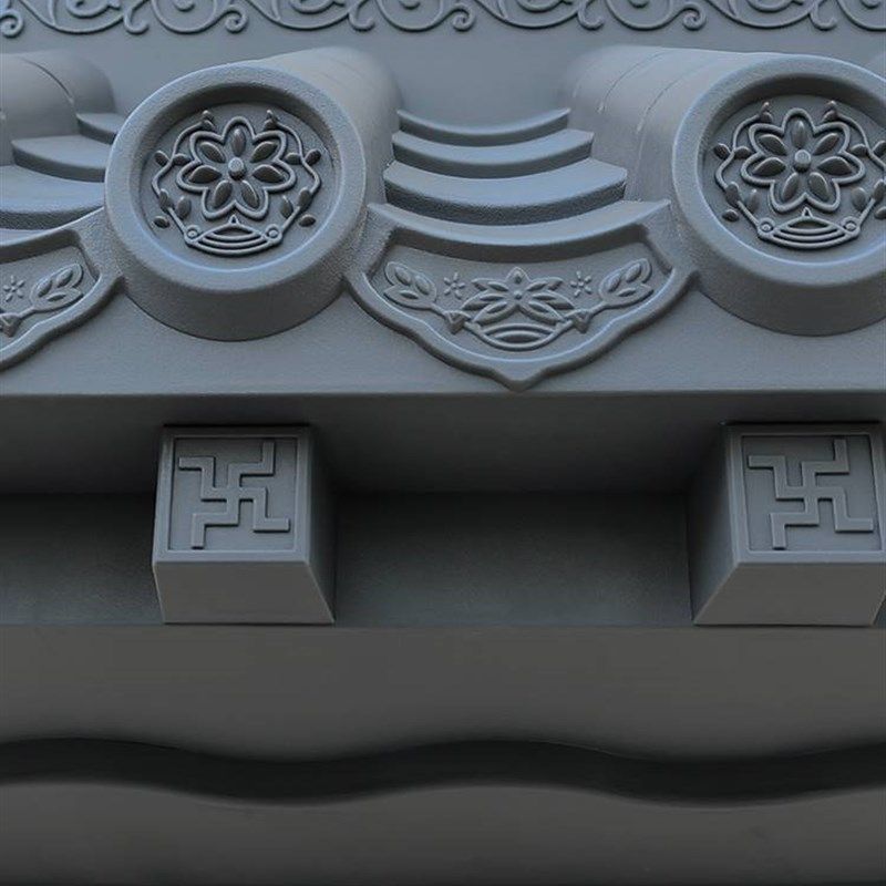 大号免架子瓦新中式徽派仿古屋檐酒店餐厅门头庭院围墙面装饰挂件