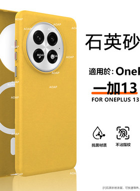 AOAP 适用一加13石英砂手机壳新款1+13专用岩砂磁吸壳OnePlus13微磨砂散热降温耐脏全包软边十三高级感保护壳