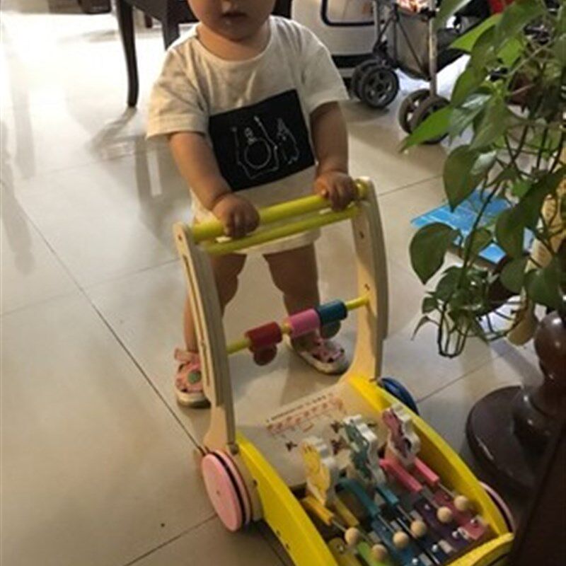 木制宝宝学步手推玩具婴儿实木学步车防o型腿防滑儿童音乐助步车