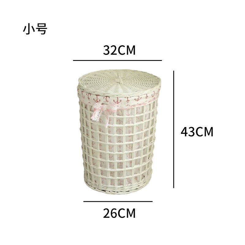 柳编藤编收纳筐脏衣篮圆形脏衣篓手工编织收纳框深筐洗衣篮大号
