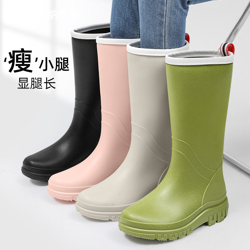 雨鞋女保暖加绒雨靴n高筒防滑耐磨水鞋可外穿加厚底时尚胶鞋防水